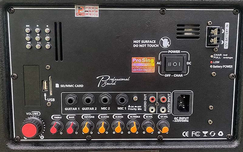 Bảng điều khiển của Loa kéo di động Prosing W12 BEE