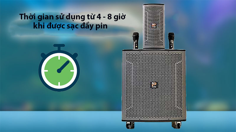 Thời gian sử dụng của Loa kéo di động Prosing W15-COT 10