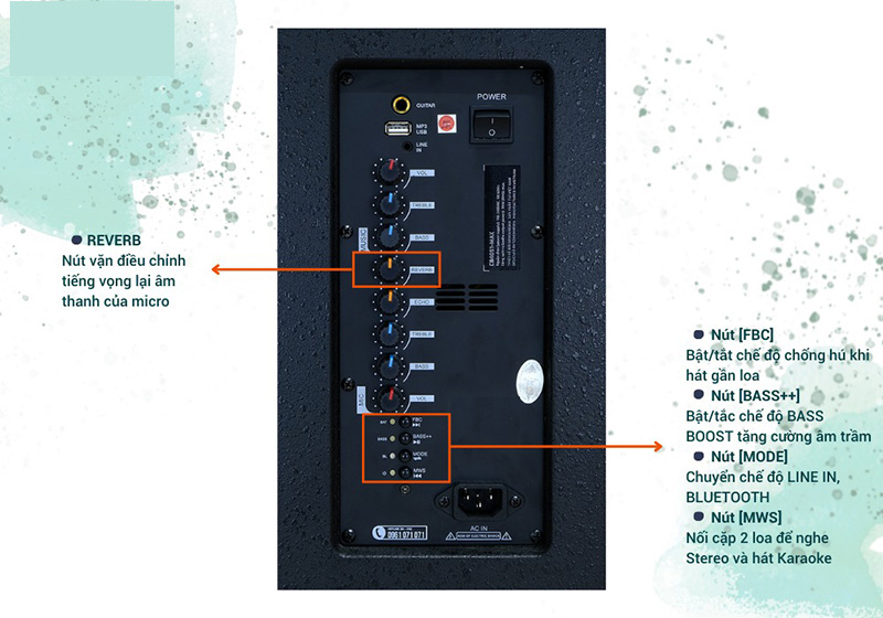 Hệ thống điều khiển của loa kéo  Acnos CB4051MAX