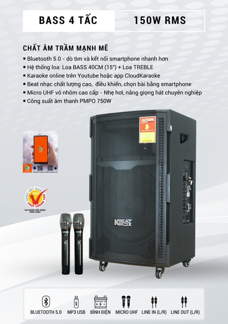 Loa kéo di động Acnos CBZ16GN - Hàng chính hãng