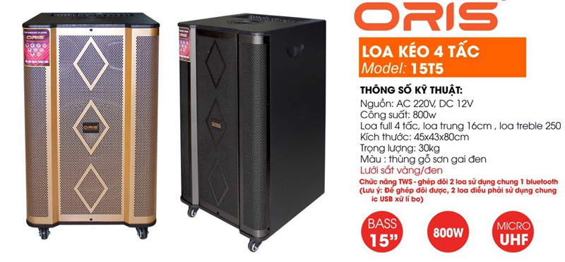 Loa kéo di động Oris 15T5 - Hàng chính hãng