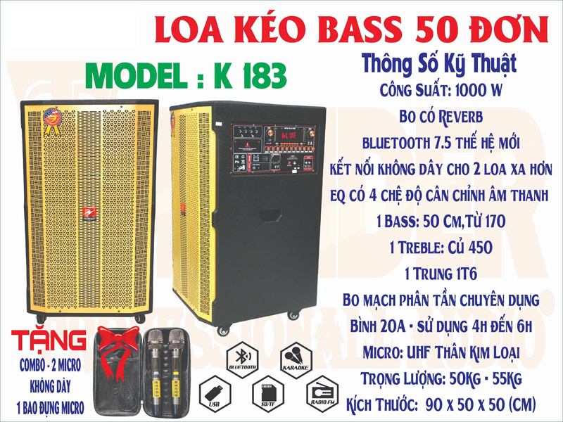 Loa kéo di động Thunder K183 - Hàng chính hãng