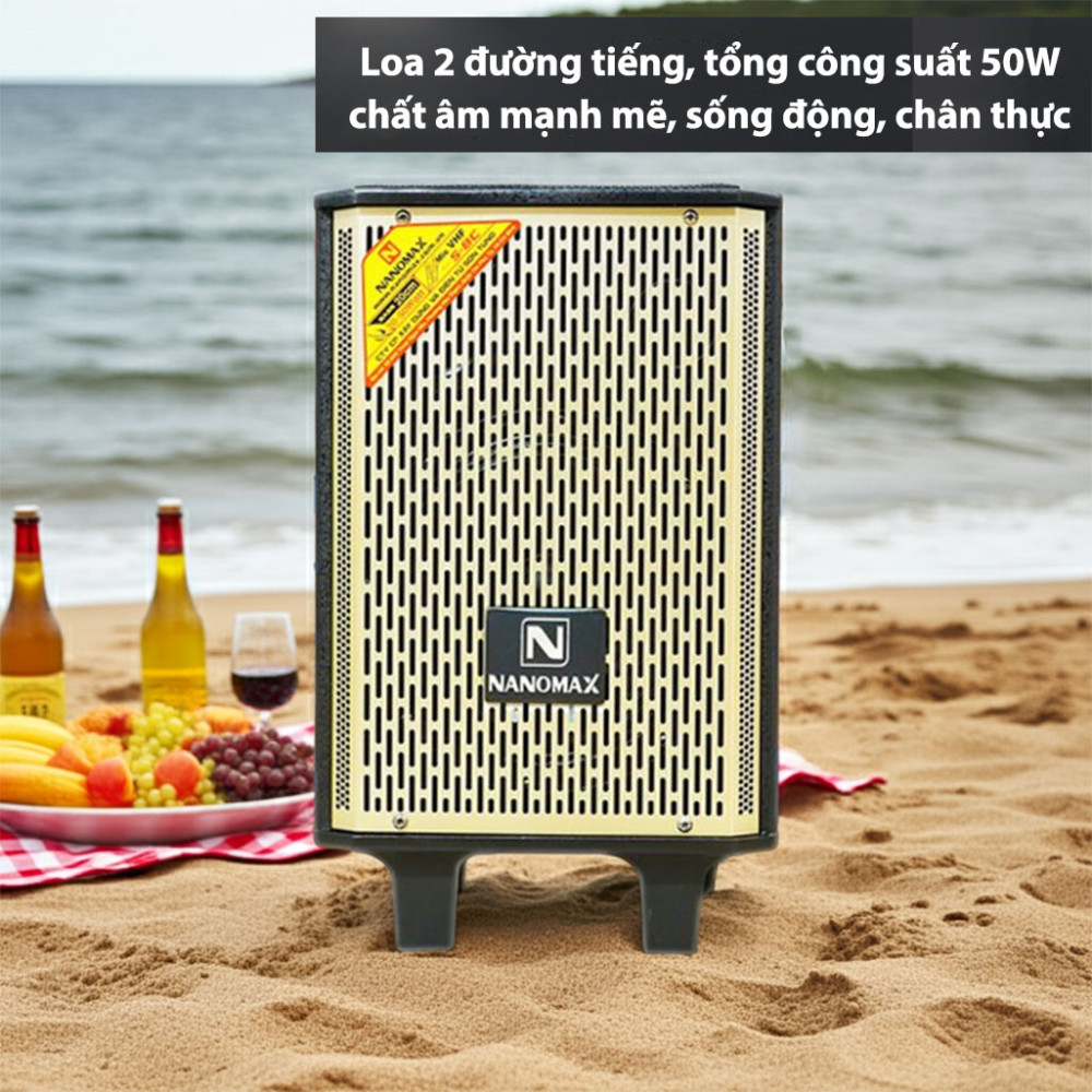 Loa kéo mini Nanomax S-8C Bass 20cm 50W - Hàng chính hãng