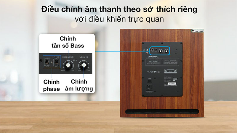 Bảng điều khiển của Loa siêu trầm Paramax SW-1800