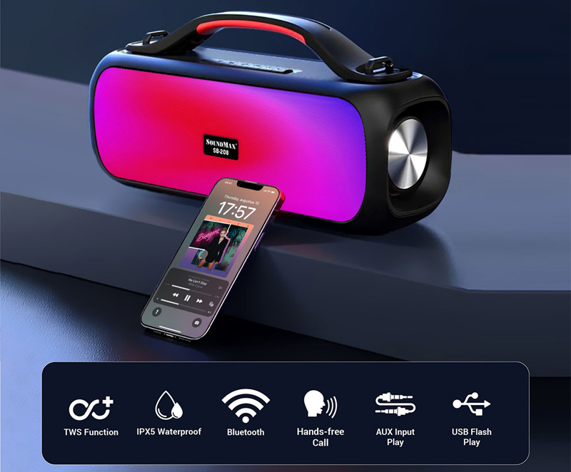 Loa xách tay SoundMax SB-208 - Hàng chính hãng