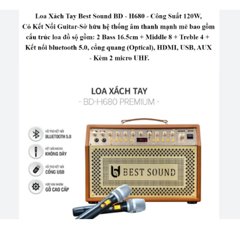 Loa xách tay BestSound BD-H680 - Hàng chính hãng