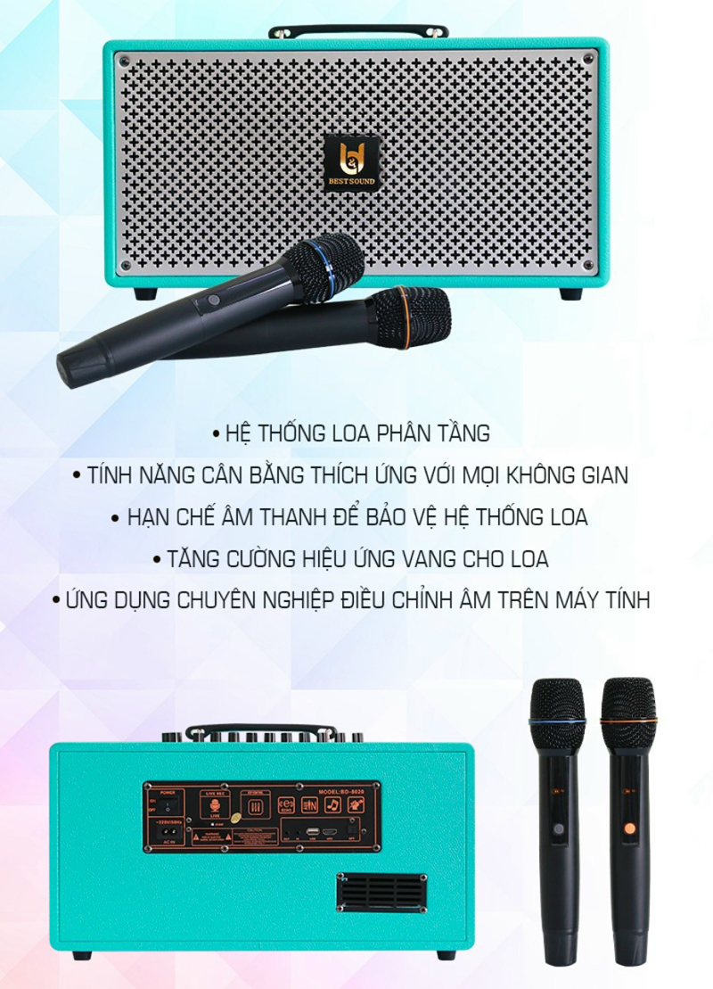 Mua loa karaoke xách tay BestSound M6 được tặng kèm 2 micro không dây