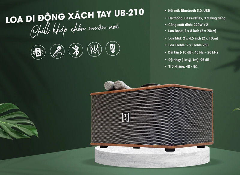 Loa karaoke xách tay Beta Three UB-210 - Hàng chính hãng
