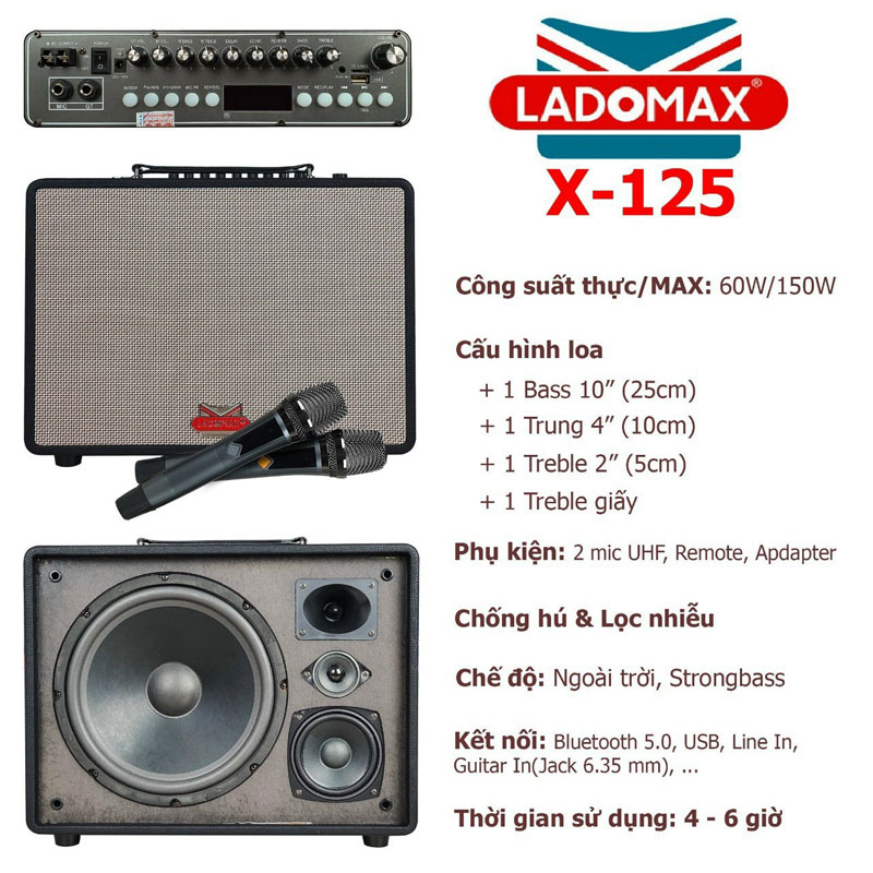Loa xách tay Ladomax X-125 - Hàng chính hãng