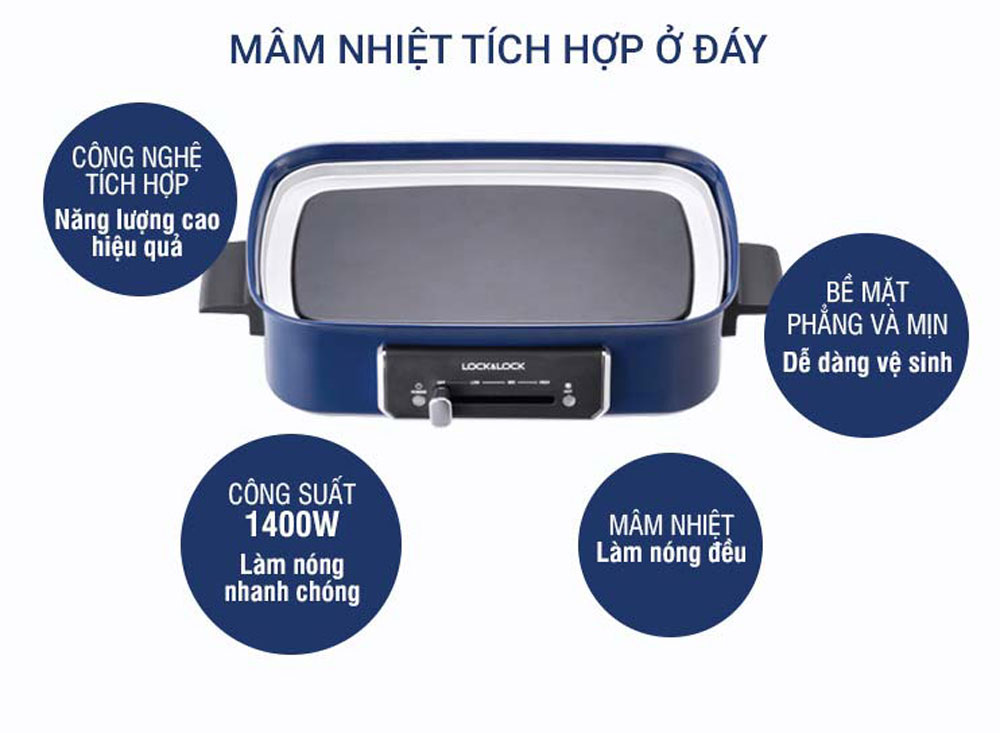 Nồi điện đa năng 3 trong 1 Lock&lock EJG556 - Hàng chính hãng