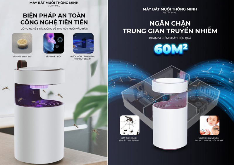 Máy bắt muỗi và côn trùng thông minh Ultty MKL - Hàng chính hãng