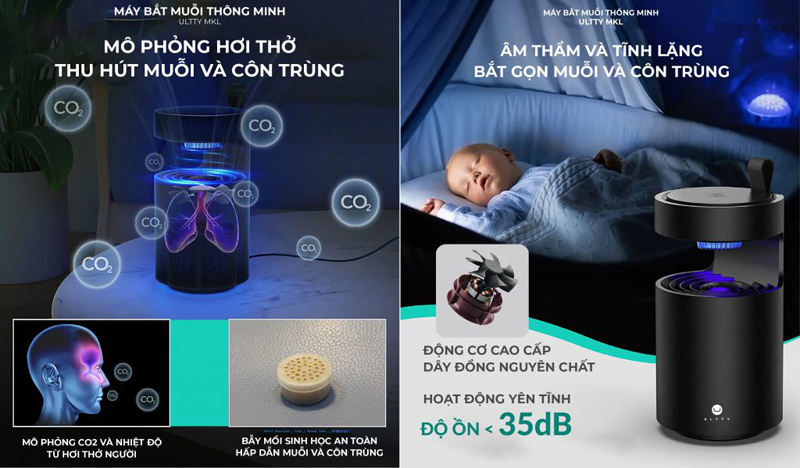 Máy bắt muỗi và côn trùng thông minh Ultty MKL - Hàng chính hãng