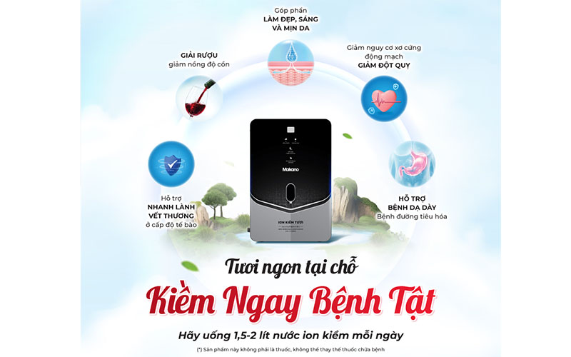 Máy biến đổi nước RO thành nước ion kiềm tươi Makano MN068 - Hàng chính hãng