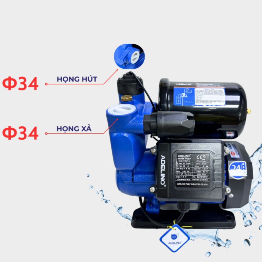 Máy bơm nước tăng áp Adelino APS37 - Hàng chính hãng
