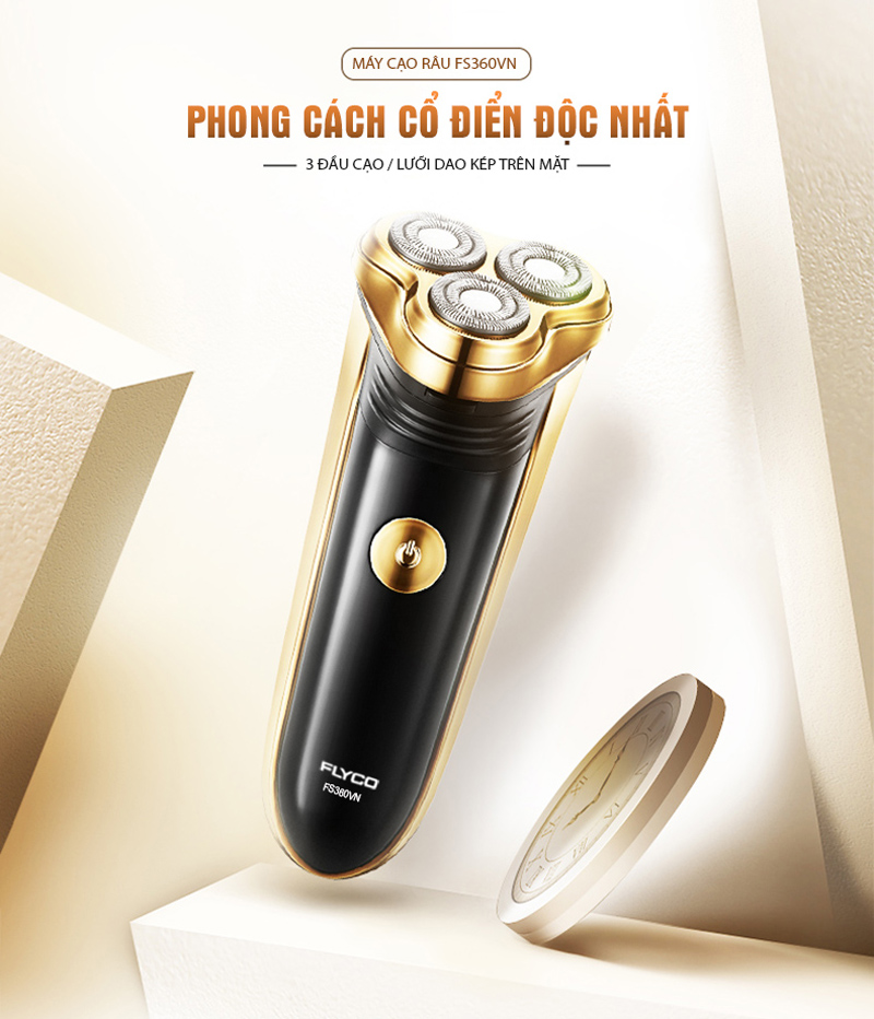 Máy cạo râu 3 lưỡi kép Flyco FS360VN - Hàng chính hãng