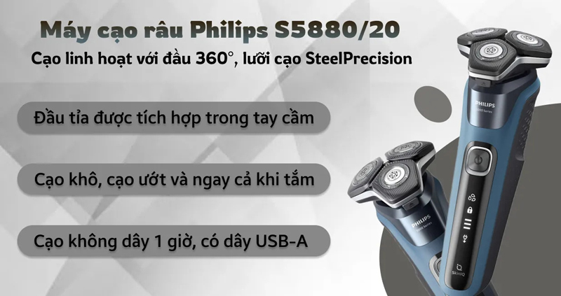 Máy cạo râu khô và ướt Philips S5880/20 - Hàng chính hãng