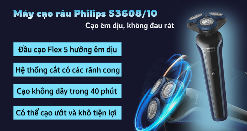Máy cạo râu Philips S3608/10 - Hàng chính hãng