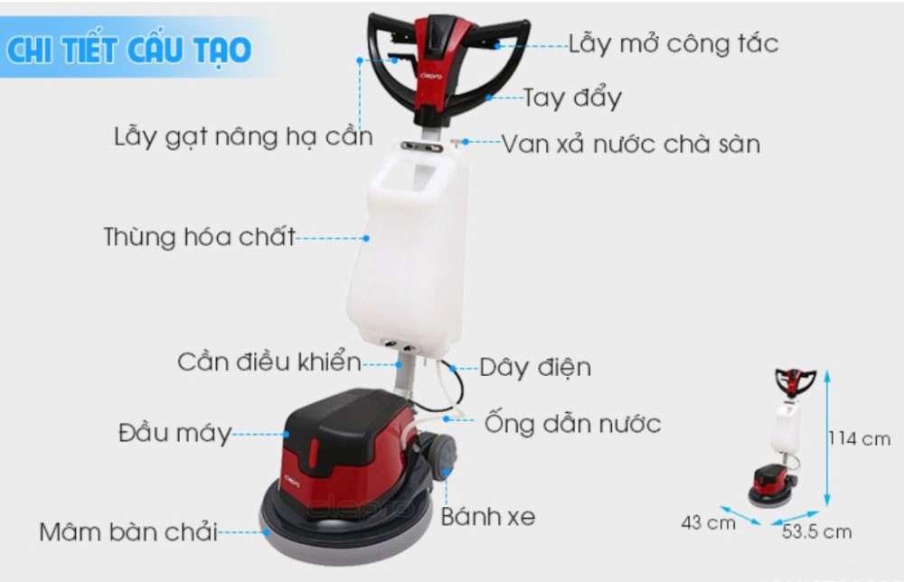 Cấu tạo của mày chà sàn đơn Clepro CS17R
