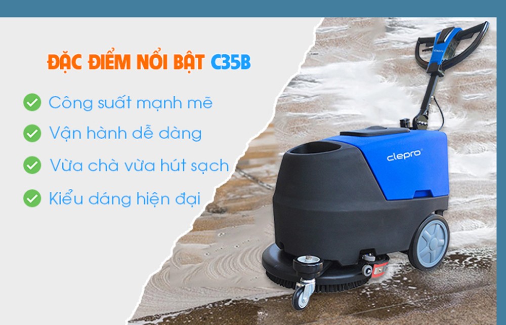 Máy chà sàn liên hợp Clepro C35B (Dùng ắc quy) - Hàng chính hãng