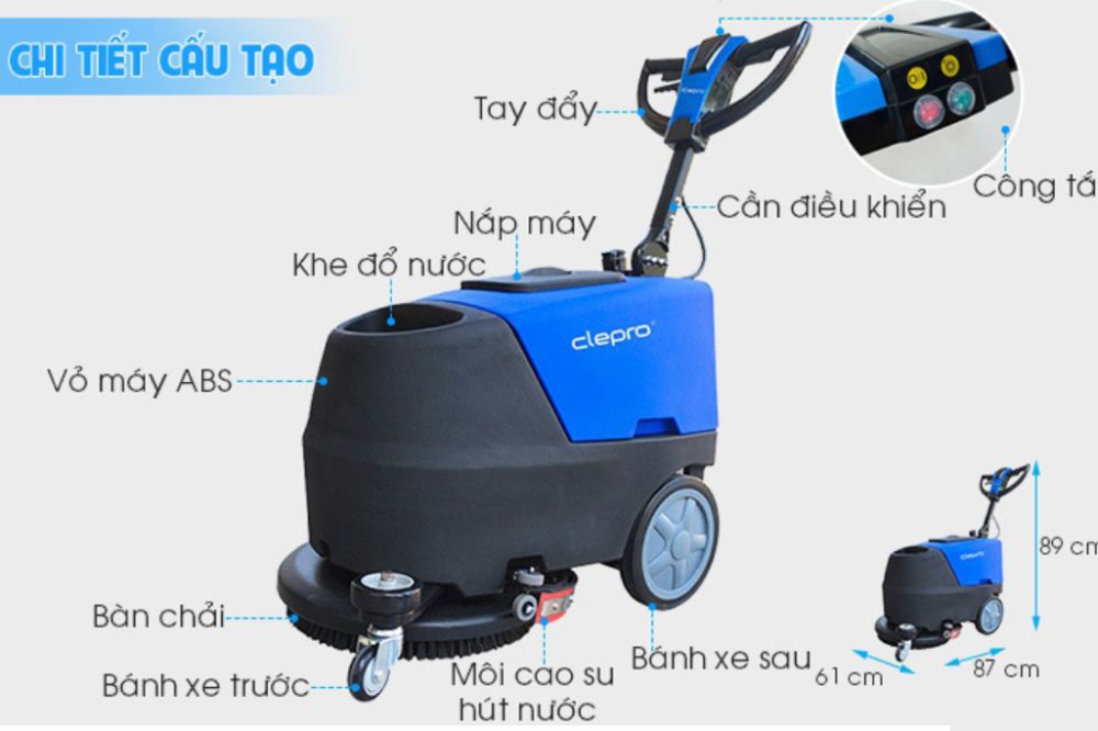 Máy chà sàn liên hợp Clepro C35B (Dùng ắc quy) - Hàng chính hãng