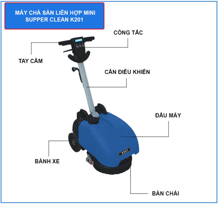 Máy chà sàn liên hợp mini Supper Clean K201 - Hàng chính hãng