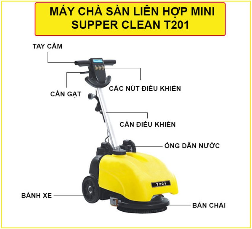 Máy chà sàn liên hợp mini Supper Clean T201 - Hàng chính hãng