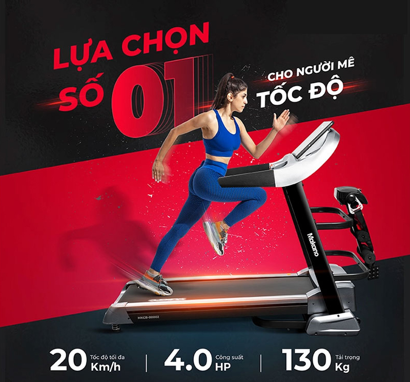 Vận tốc có thể điều chỉnh từ 0.8 km/h - 20km/h.