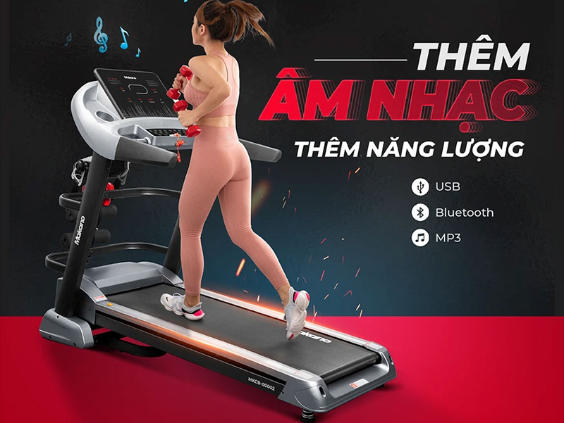 Vừa tập luyện, vừa nghe nhạc thông USB, Bluetooth hoặc MP3 