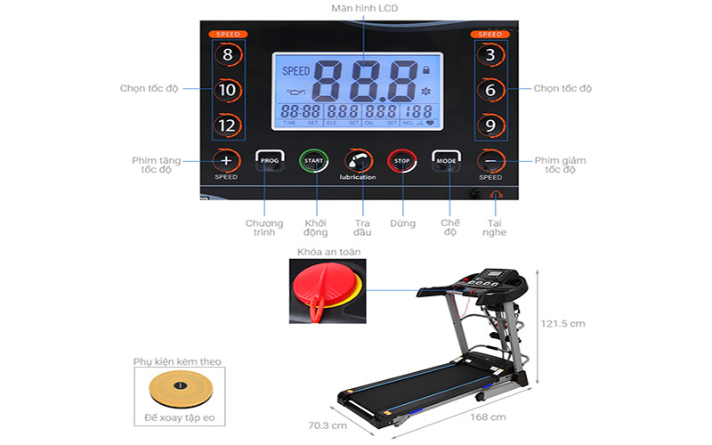 Máy chạy bộ Air Bike T700 - Hàng chính hãng