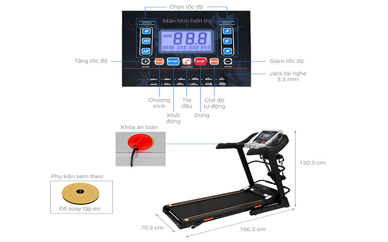 Máy chạy bộ thể dục Air Bike T800 - Hàng chính hãng