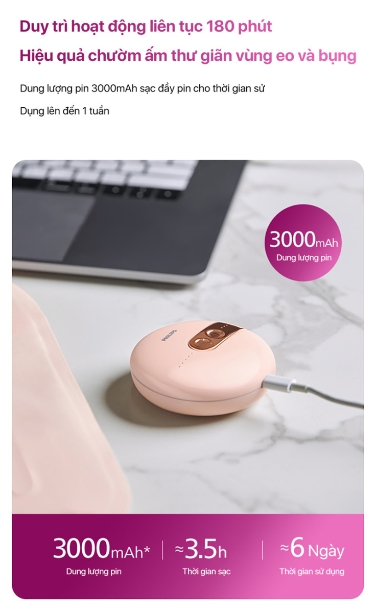 Máy chườm ấm vùng bụng Philips PPM4325  - Hàng chính hãng