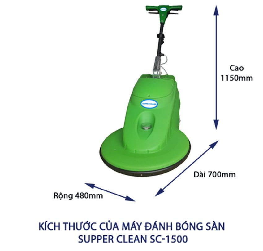 Kích thước của máy đánh bóng sàn công nghiệp Super Clean SC 1500