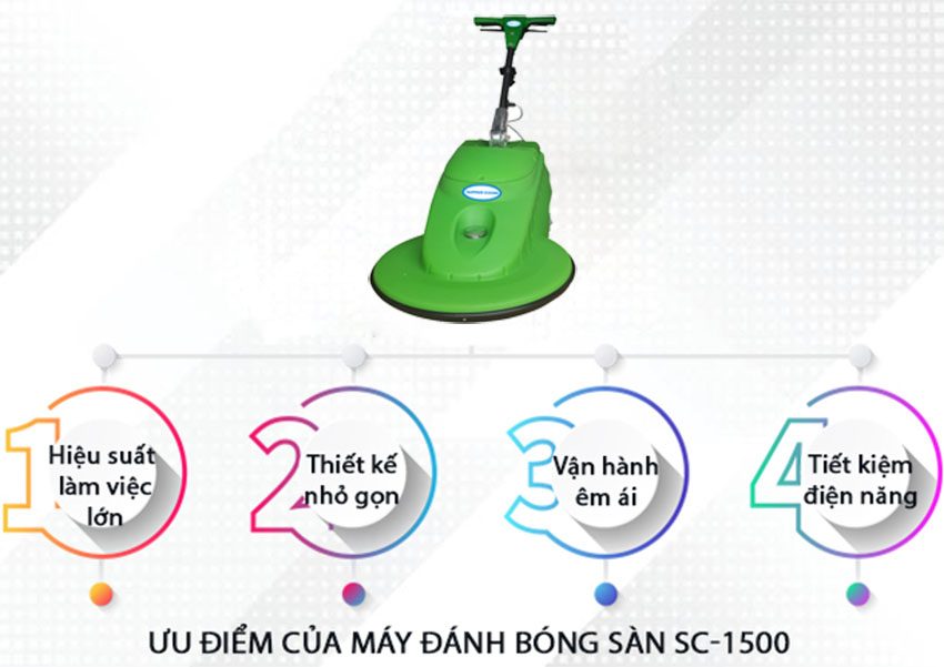 Ưu điềm của máy đánh bóng sàn công nghiệp Super Clean SC 1500