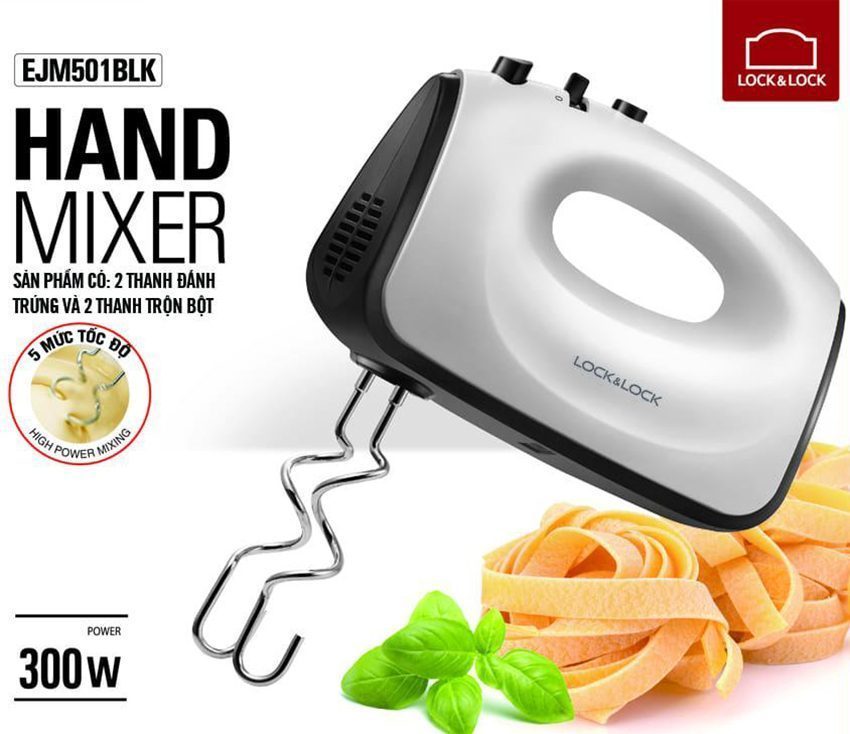 Máy đánh trứng Lock&Lock Hand Mixer EJM501BLK - Hàng chính hãng