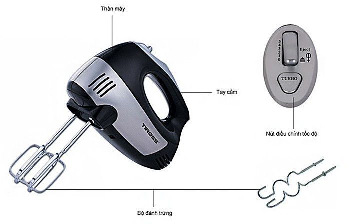 Máy đánh trứng cầm tay Tiross TS5400 - Hàng chính hãng