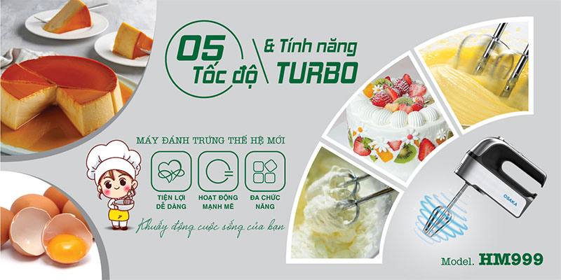 Máy đánh trứng cầm tay Osaka HM999 - Hàng chính hãng