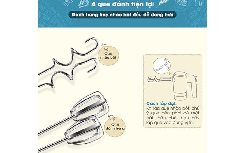 Quen đánh và trộn của Máy đánh trứng trộn bột cầm tay Bear HM-B01V1