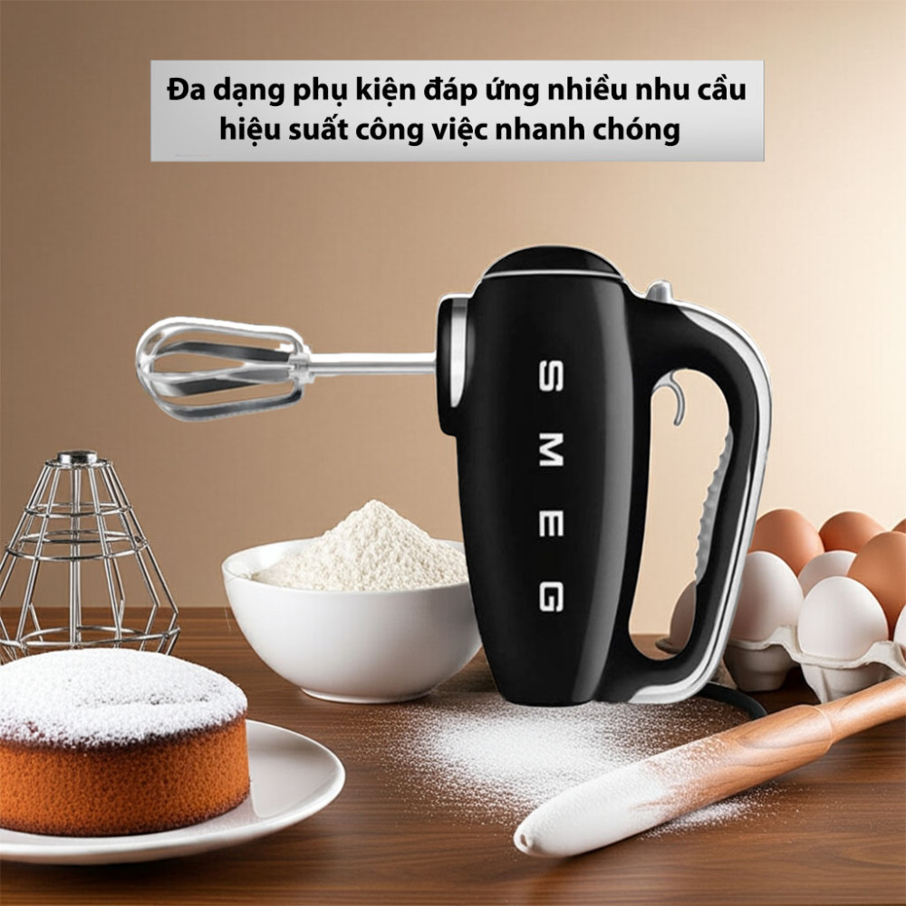 Máy đánh trứng trộn bột cầm tay Smeg HMF01 250W  - Hàng chính hãng
