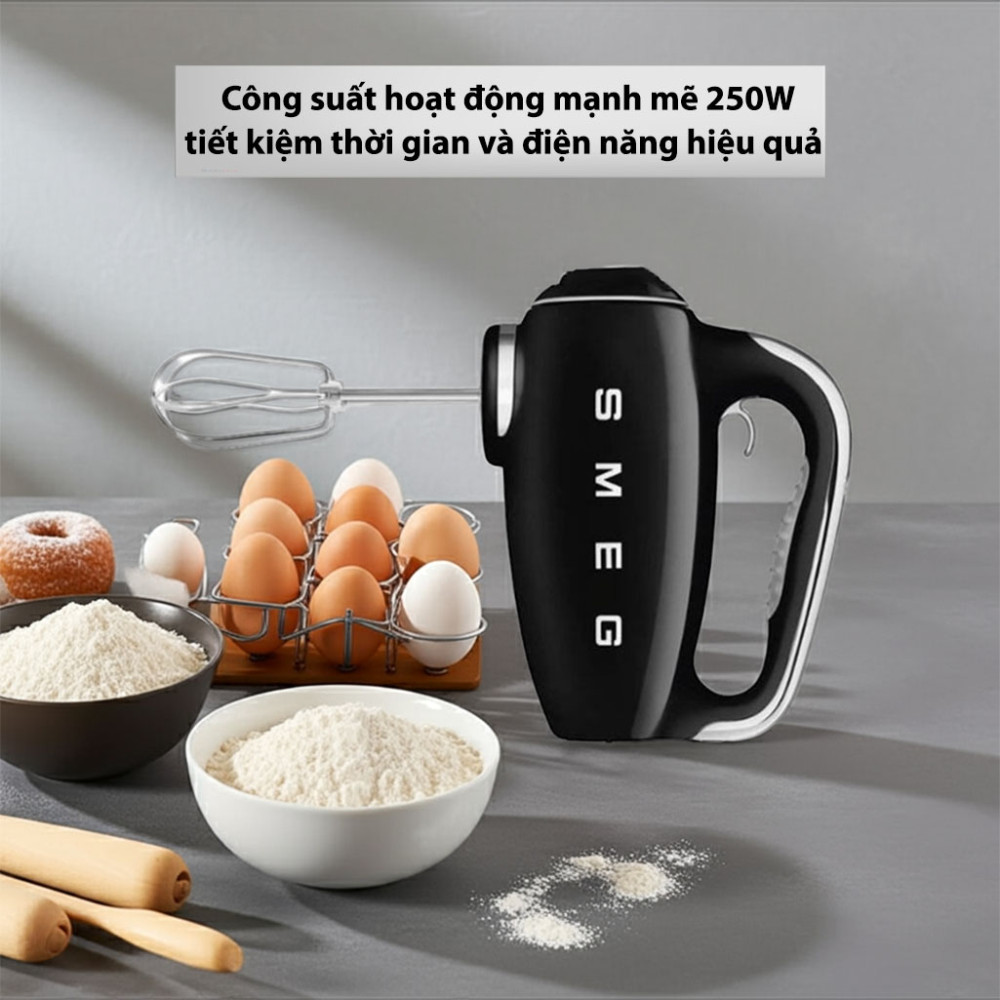 Máy đánh trứng trộn bột cầm tay Smeg HMF01 250W  - Hàng chính hãng