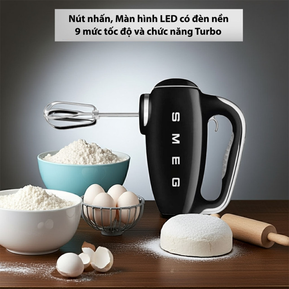 Máy đánh trứng trộn bột cầm tay Smeg HMF01 250W  - Hàng chính hãng