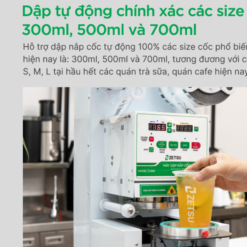 Máy dập nắp cốc tự động Zetsu Z-895 - Hàng chính hãng