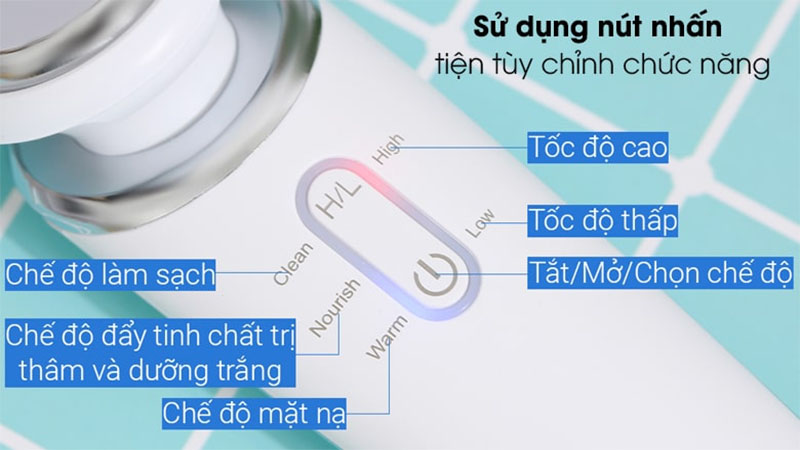 Bảng điều khiển của Máy massage đẩy tinh chất Halio Ion Cleansing & Moisturizing