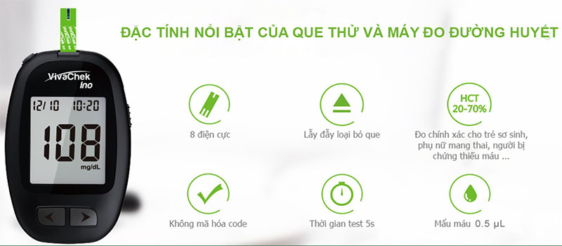 Máy đo đường huyết VivaChek Ino VGM01-014 - Hàng chính hãng