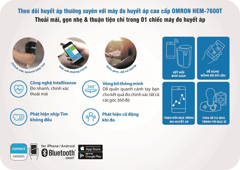 Máy đo huyết áp Omron HEM-7600T - Hàng chính hãng