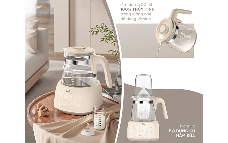 Máy đun và hâm nước pha sữa HiQuick 2 Fatzbaby FB3703HB - Hàng chính hãng