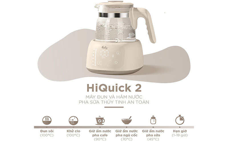 Máy đun và hâm nước pha sữa HiQuick 2 Fatzbaby FB3703HB - Hàng chính hãng