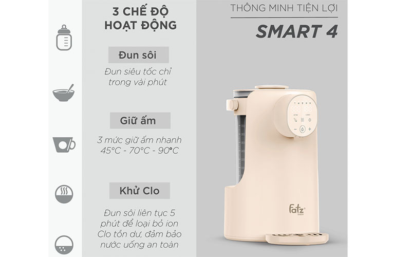 Máy đun và hâm nước pha sữa Fatzbaby Smart 4 FB3819HB - Hàng chính hãng