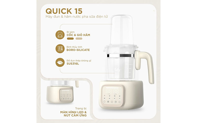 Máy đun và hâm nước pha sữa Quick 15 Fatzbaby FB3115TN - Hàng chính hãng
