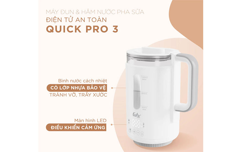 Máy đun và hâm nước pha sữa Fatzbaby Quickpro 3 FB3700MX - Hàng chính hãng