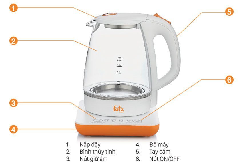 Chi tiết của máy đun và hâm nước siêu tốc FatzBaby FB3501SL 